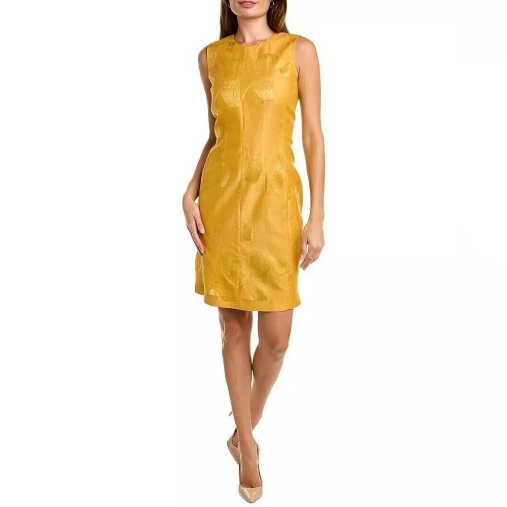 NWT $1298 Lafayette 148 New York Adsley Linen & Silk Blend Sheath Dress